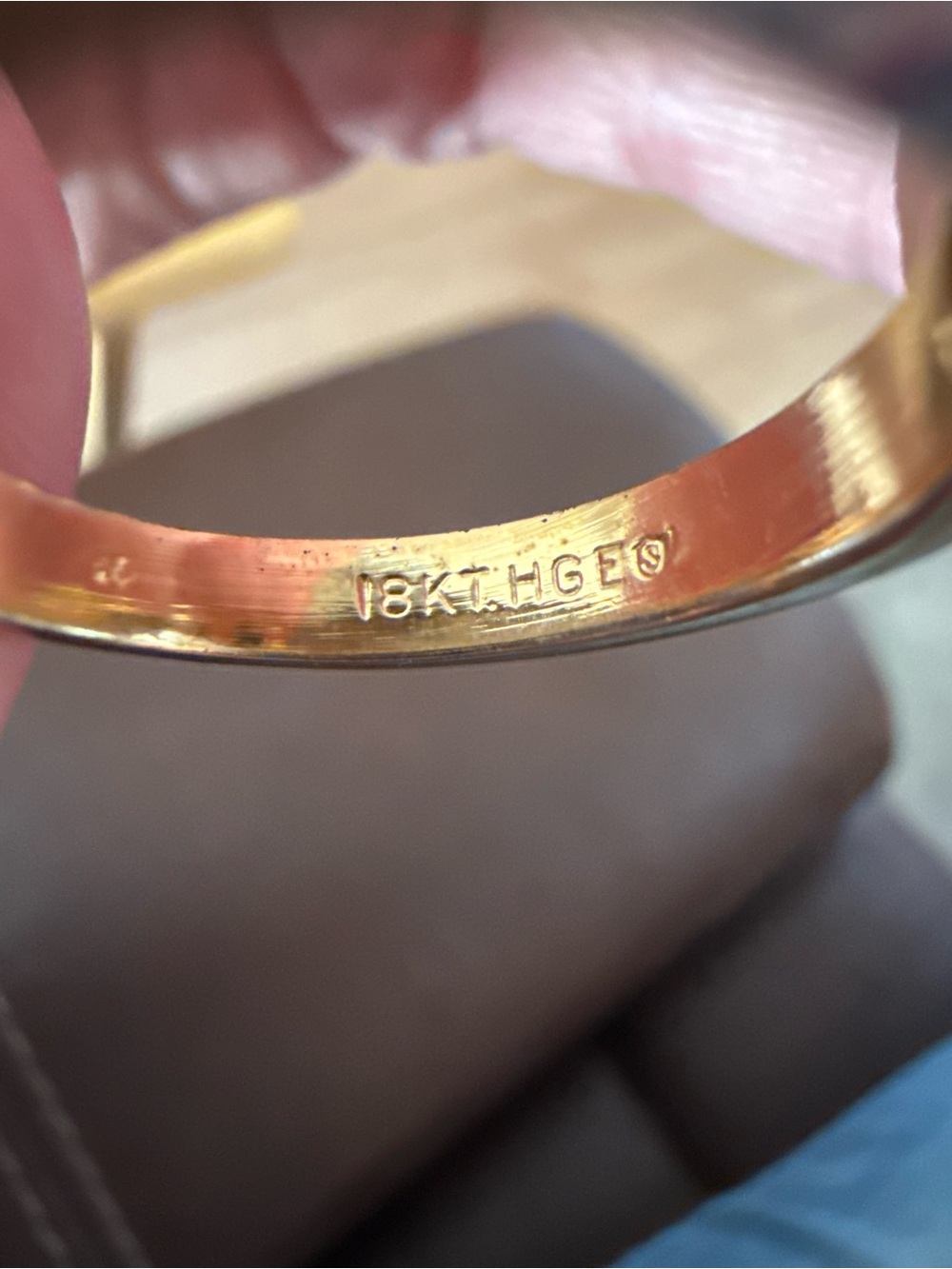 Gold Tone Ring with 18K T. HGE Stamp